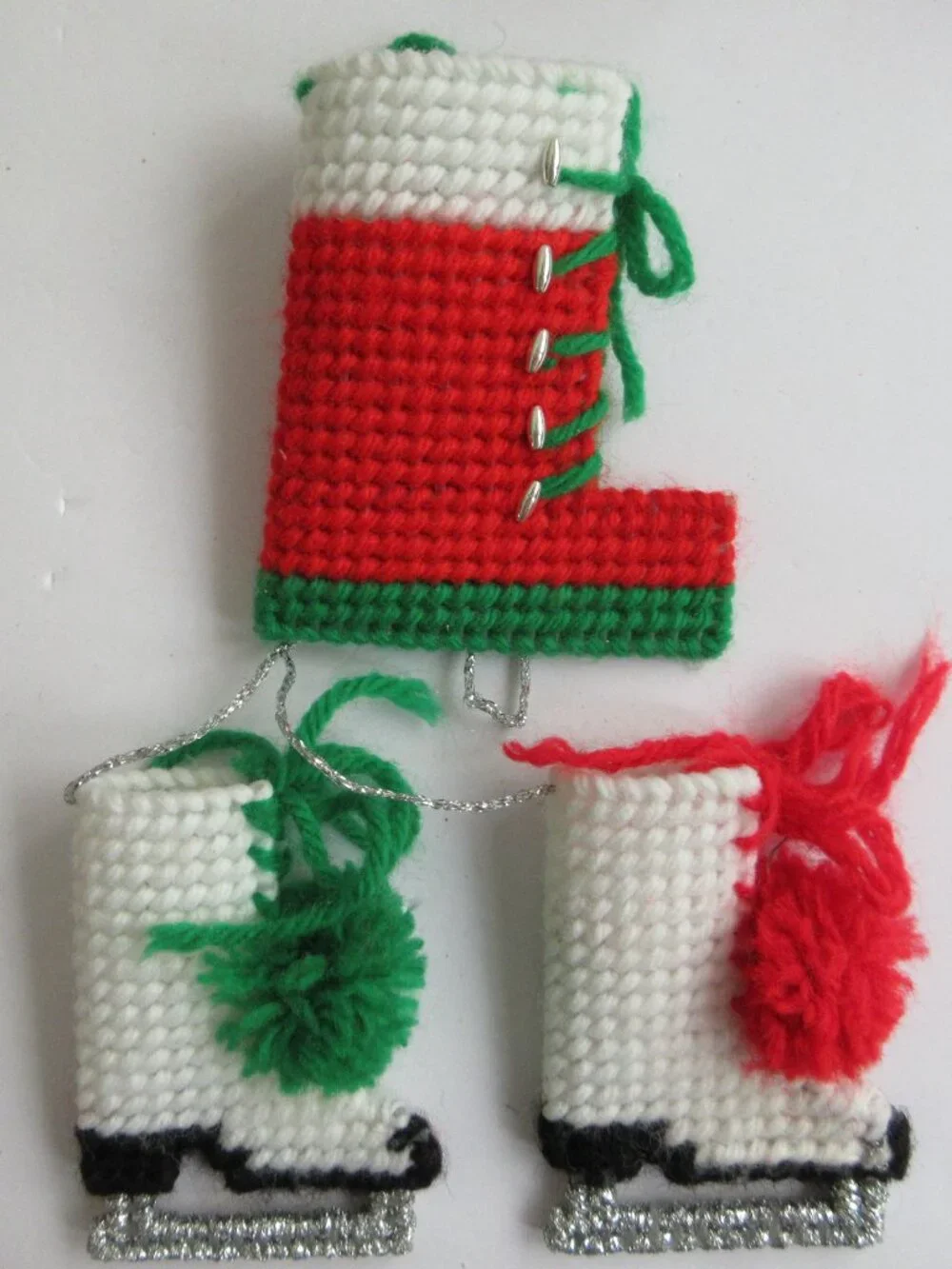 31 Plastic Canvas Handmade 3D Needlepoint Christmas Ornaments 1